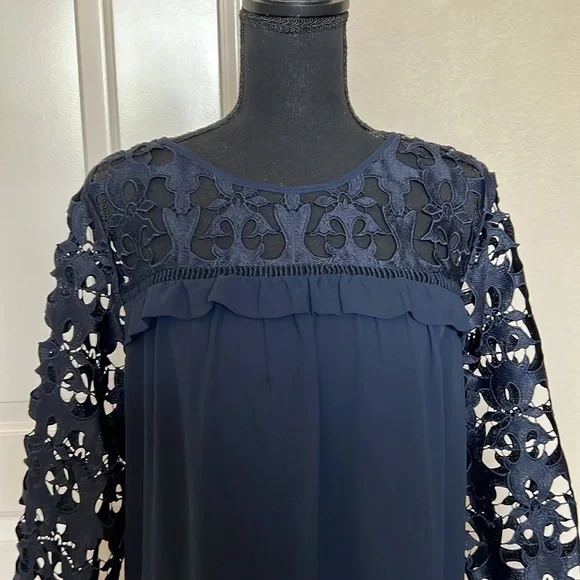 Loft lace embellished chiffon top - Picture 1 of 3